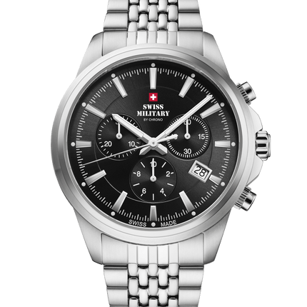 Swiss Military SM34107.01 – Classic Chronograph Watch Black Steel image 0