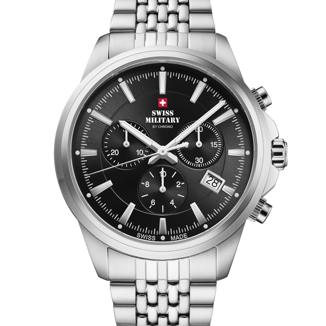 Swiss Military SM34107.01 – Classic Chronograph Watch Black Steel image 0