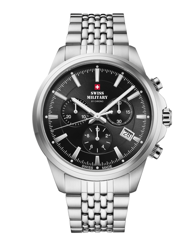 Swiss Military SM34107.01 – Classic Chronograph Watch Black Steel image 0