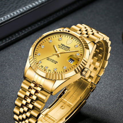 TEVISE Classic Automatic Calendar Gold/Gold Watch image 3
