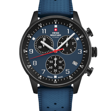 Swiss Military Minimalist Chronograph Watch – FKM-Rubber, Blue| SM34114.13 image 0