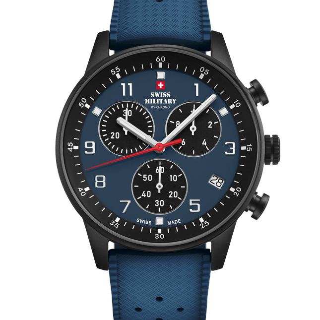 Swiss Military Minimalist Chronograph Watch – FKM-Rubber, Blue| SM34114.13 image 0