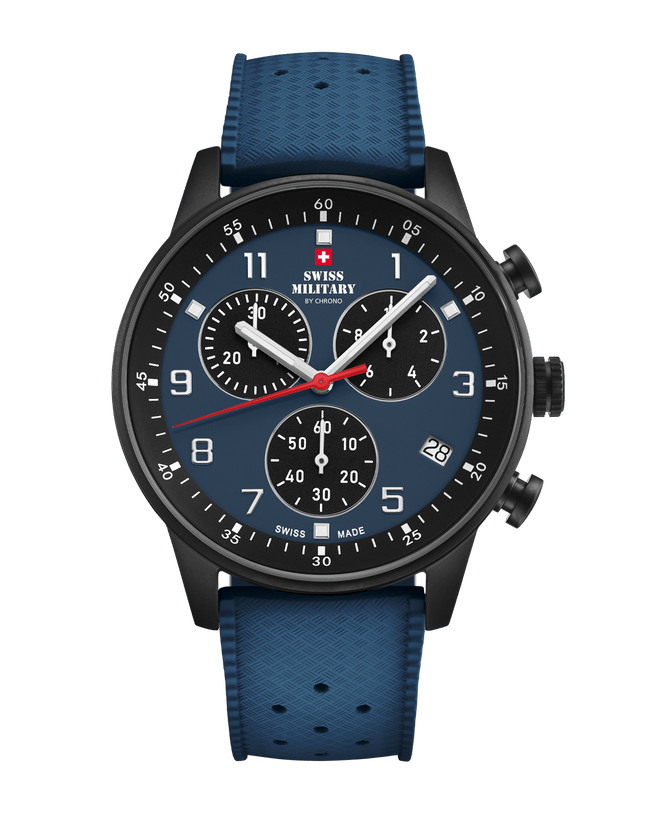 Swiss Military Minimalist Chronograph Watch – FKM-Rubber, Blue| SM34114.13 image 0