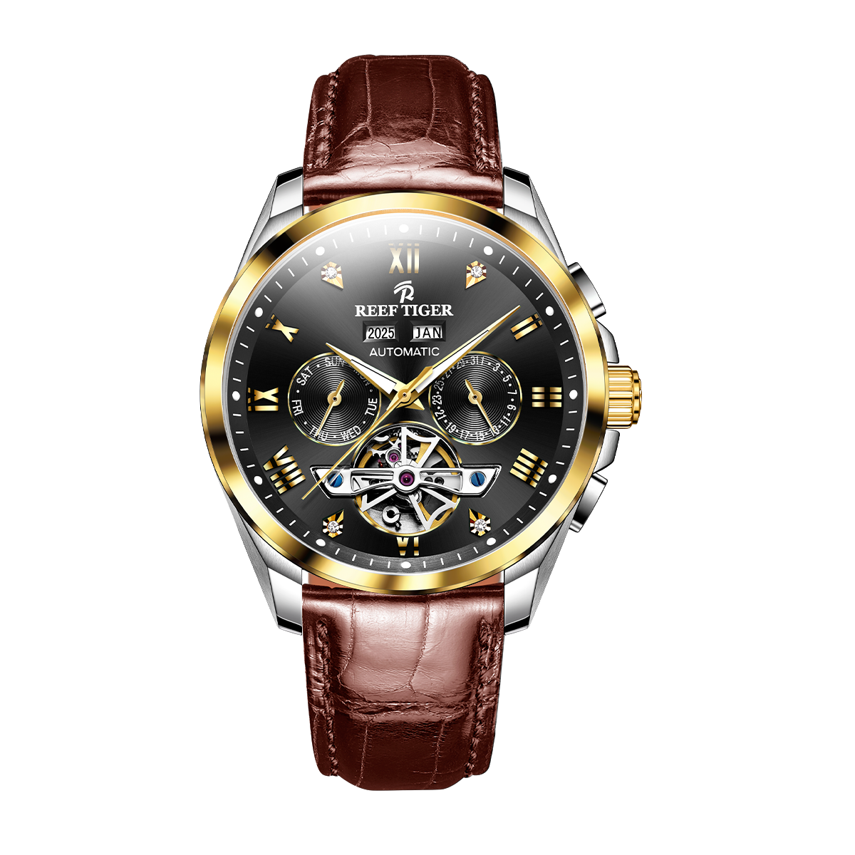 Reef Tiger Men's Classic Motion Day Date Automatic Watch RGA8235 - Leather image