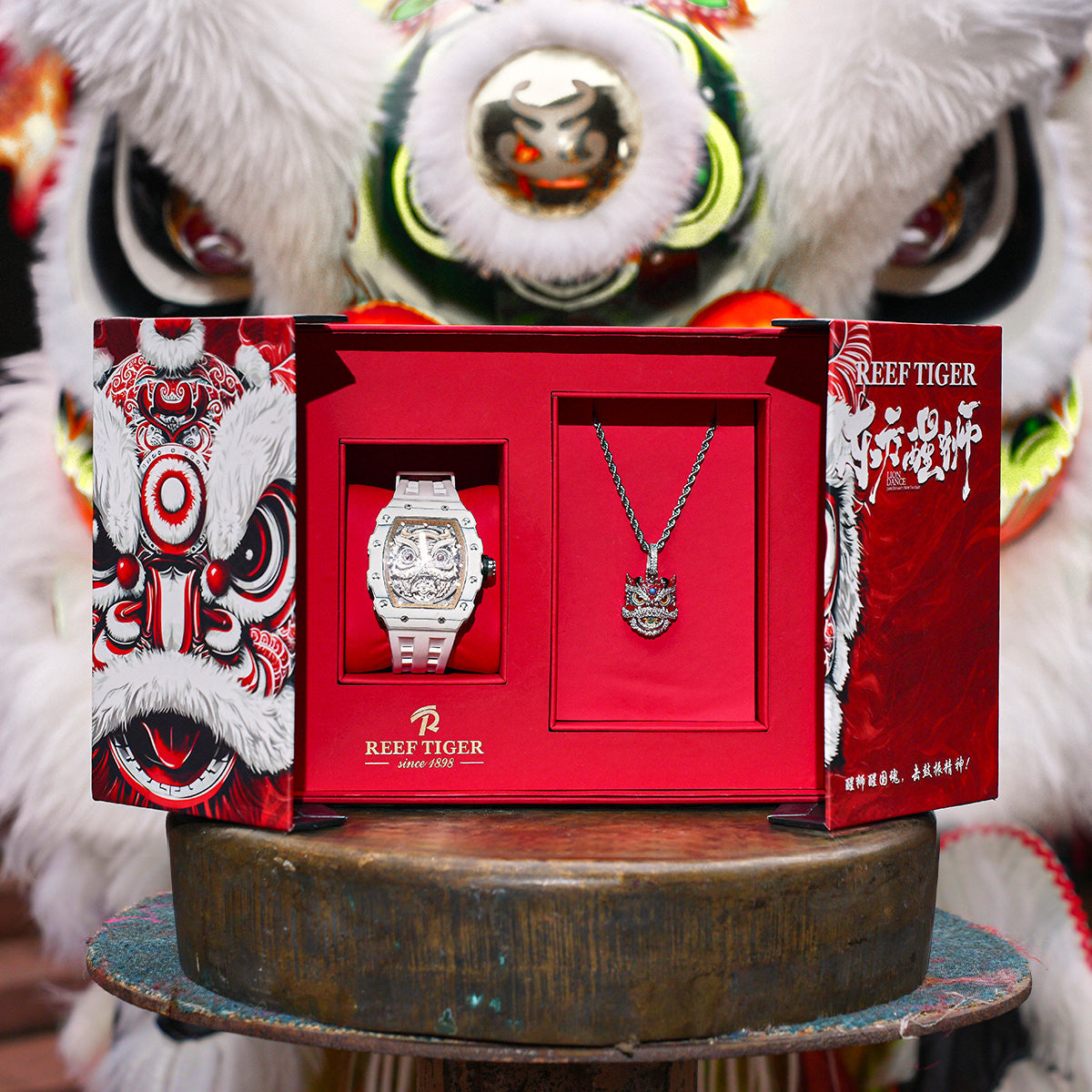Reef Tiger RGA3009 Chinese Lion Dance Watch Packing Gift Box image 5