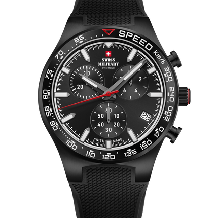 Swiss Military Speed Chronograph Watch – Black PVD Rubber | SM34115.07 image 0