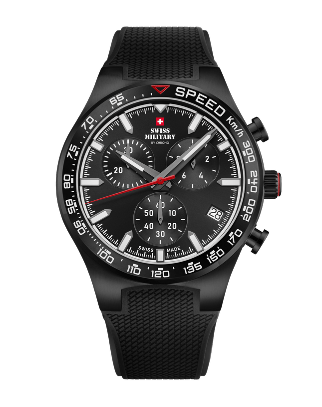 Swiss Military Speed Chronograph Watch – Black PVD Rubber | SM34115.07 image 0