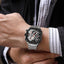 MEGIR Men's SQUARE-X Chronograph Silver / Black Watch