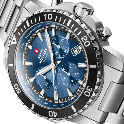 Swiss Military Solar Chronograph – Blue, Steel | SMS34113.02 image 3