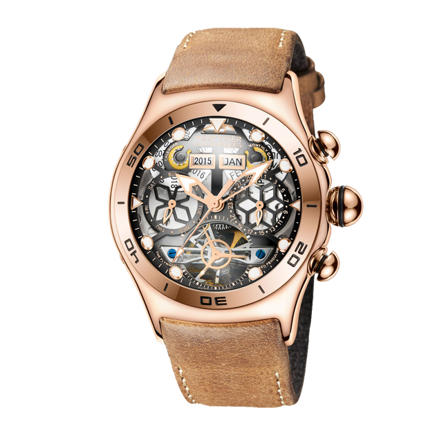 Reef Tiger Men's Aurora Air Bubbles Automatic Mechanical Skeleton Watch image 6