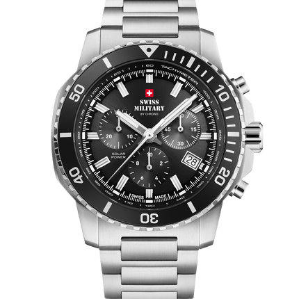 Swiss Military Solar Chronograph – Black, Steel | SMS34113.01 image 0