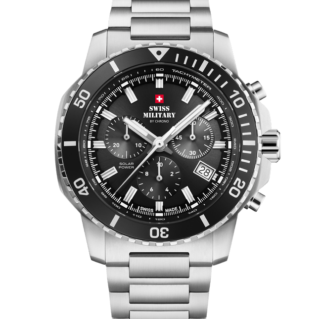 Swiss Military Solar Chronograph – Black, Steel | SMS34113.01 image 0