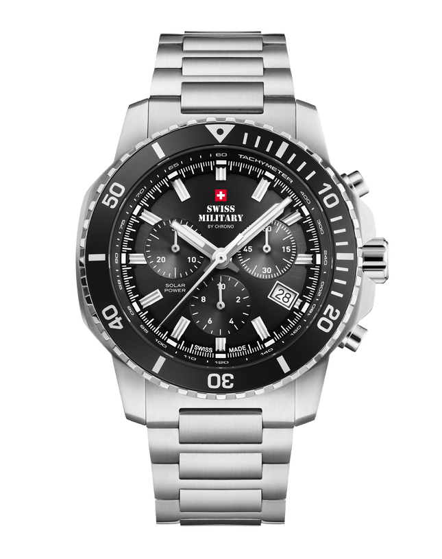 Swiss Military Solar Chronograph – Black, Steel | SMS34113.01 image 0