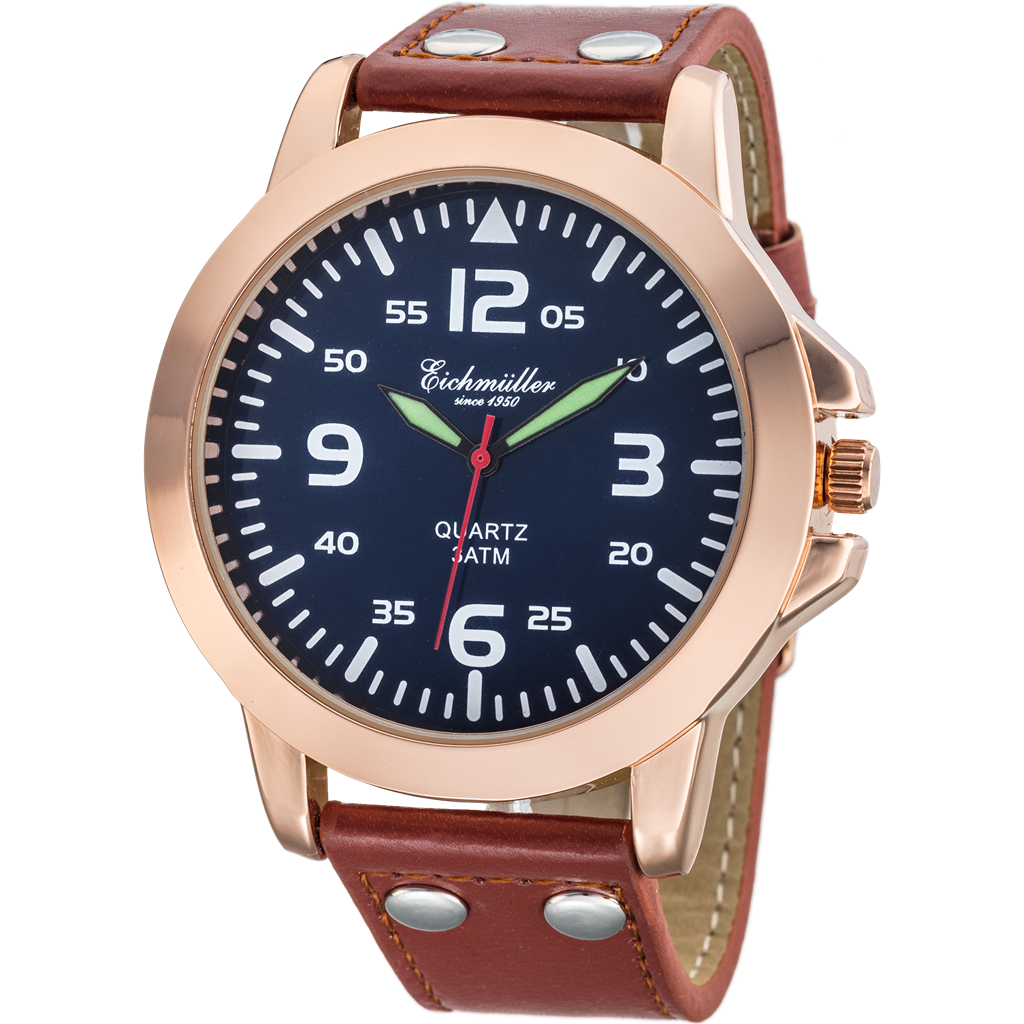 EICHMULLER since 1950 Men's 47mm Eichmüller Watch Rose Gold/Blue/Brown image 0