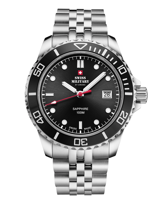 Swiss Military SM34109.01 – Swiss Men’s Sports Watch Black Steel image 0