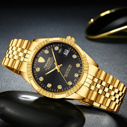 TEVISE Classic Automatic Calendar Gold/Black Watch image 3