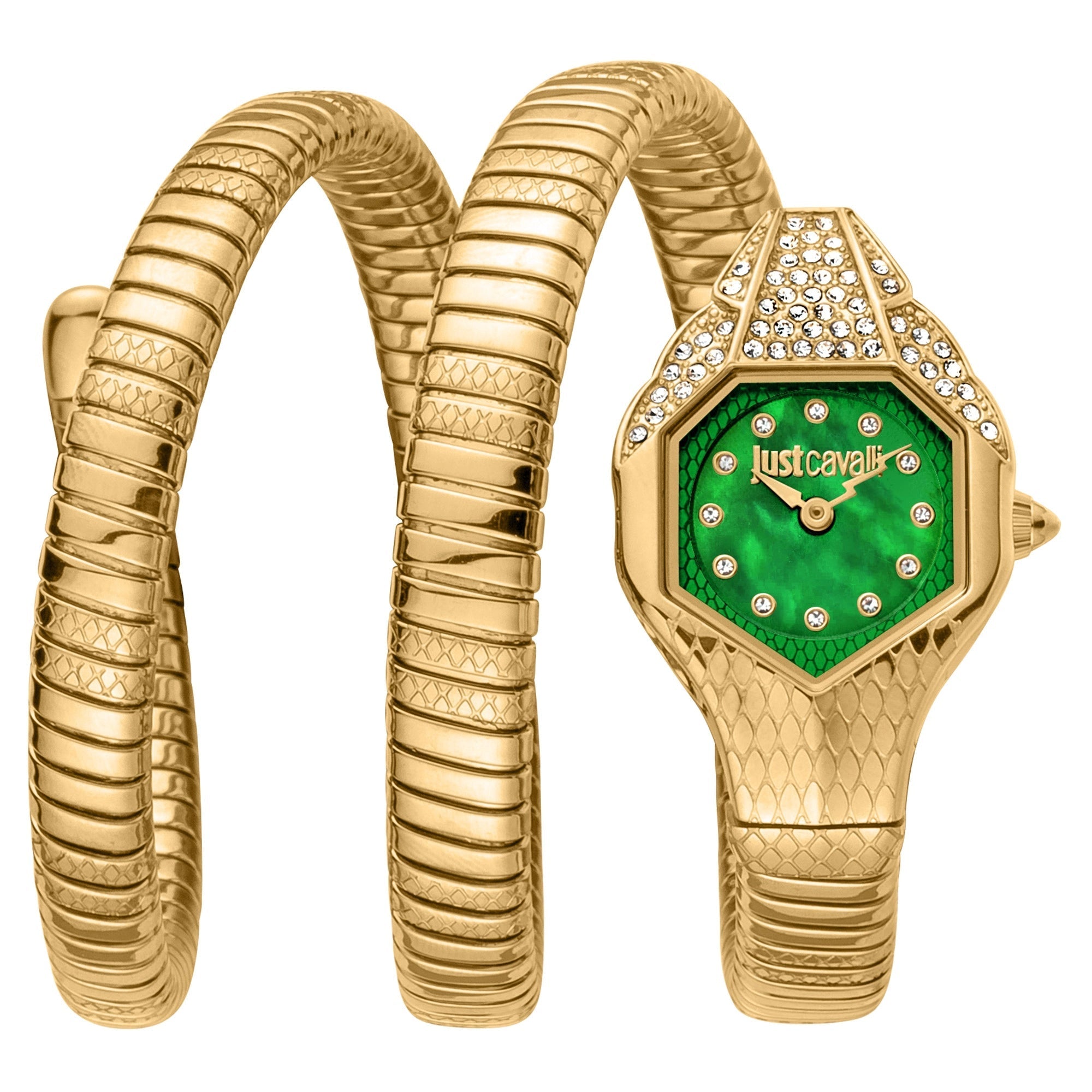 Just Cavalli Signature Snake Glam Evo 7 Doppio Yellow Gold Green image 0