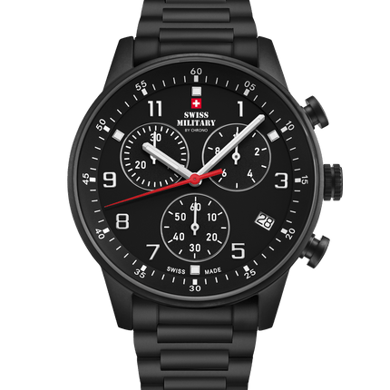 Swiss Military Minimalist Chronograph Watch – Black Steel | SM34114.07 image 0