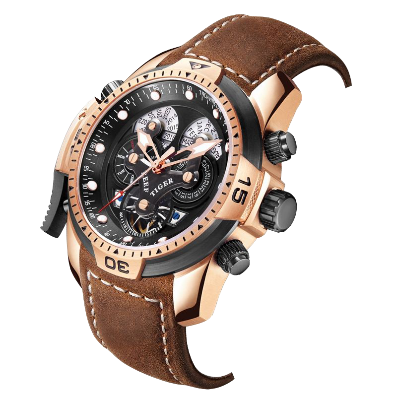 Reef Tiger Luxury Men's Aurora Concept Rose Gold Military Automatic Sport Watch image 10