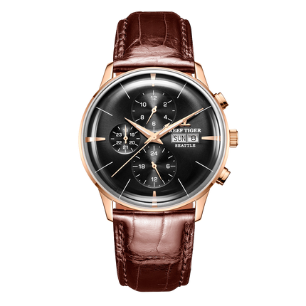 Reef Tiger Men's Seattle Chiefs Automatic Luxury Vintage Dress Chronograph Watch image 0