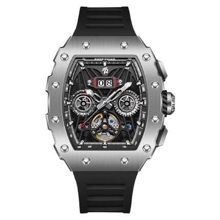 Reef Tiger Men's Aurora Titan Mechanical Multifunctional Day/Date Skeleton Automatic Watch RGA3009 image 0