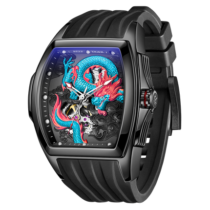Reef Tiger Men's Aurora Chinese Dragon Skeleton Automatic Watch image 1