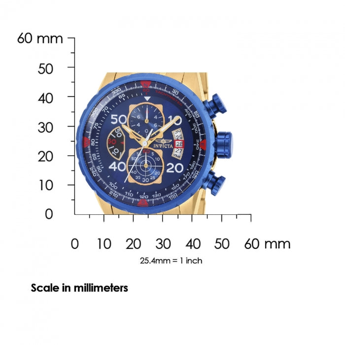 INVICTA Men's Aviator Instrument Tachymeter Chronograph 48mm Gold / Blue Watch