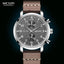 MEGIR Men's Dual Time Chronograph Date 42mm Silver / Leather Watch