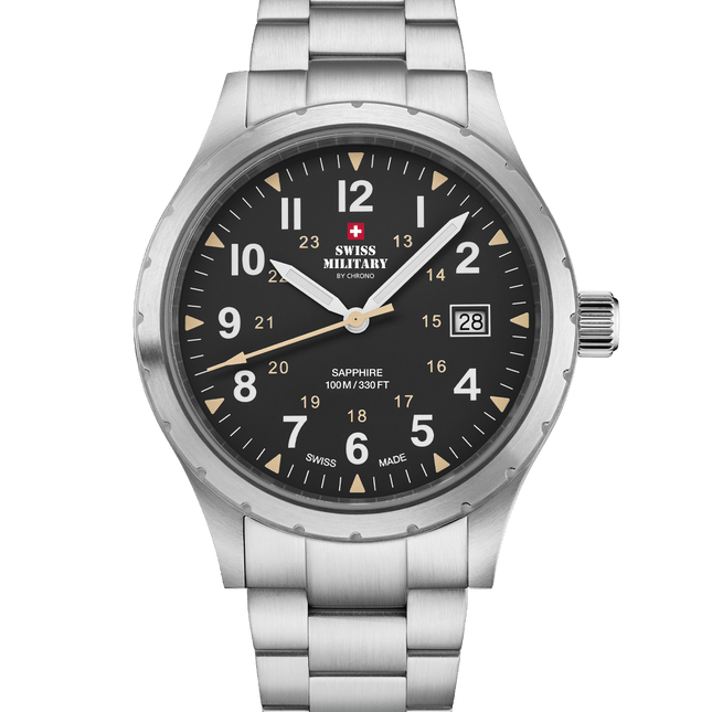 Swiss Military SM34108.01 – Classic Army Style Watch Black Steel image 0