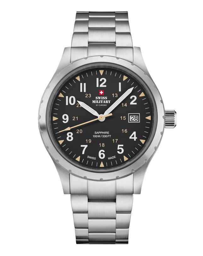 Swiss Military SM34108.01 – Classic Army Style Watch Black Steel image 0