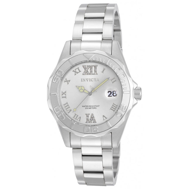 INVICTA Women's Pro Diver 38mm Silver / Bling Hour Oyster Bracelet 200m Watch