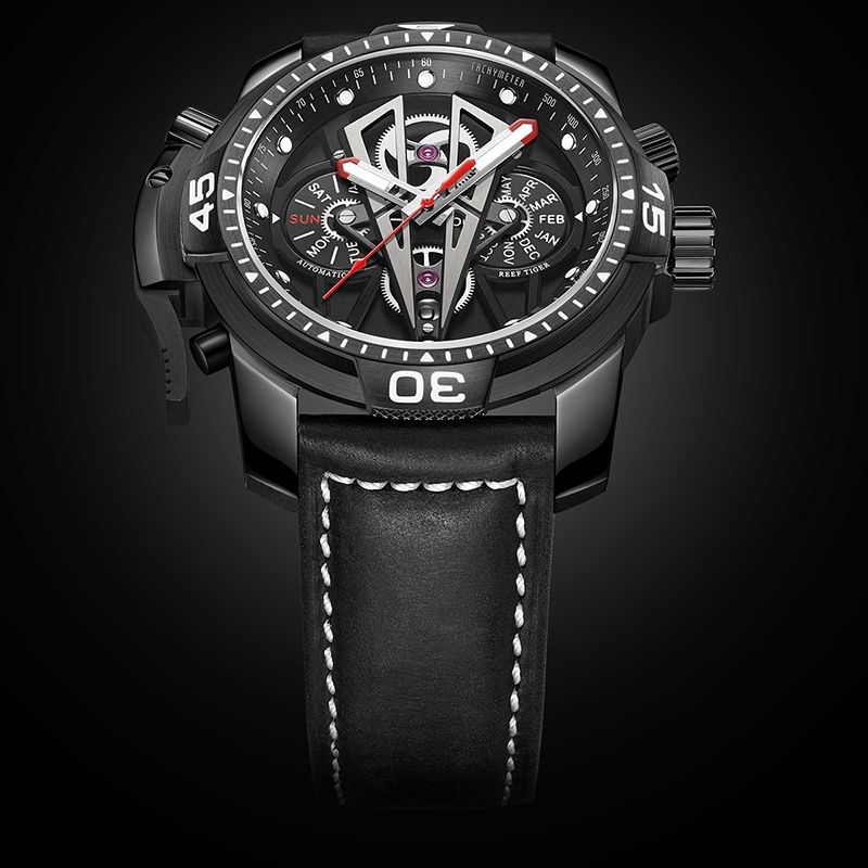 Reef Tiger Aurora Concept 2 Black PVD Automatic Military Sport Watch for Men image 2