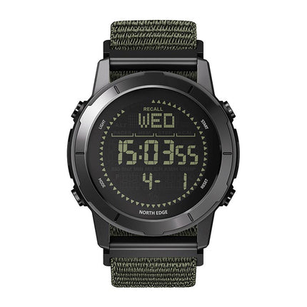 NORTH EDGE LITECORE Tactical Compass Digital Watch Men's Watch 45mm Nylon Strap EL Backlight Calendar 50m Waterproof