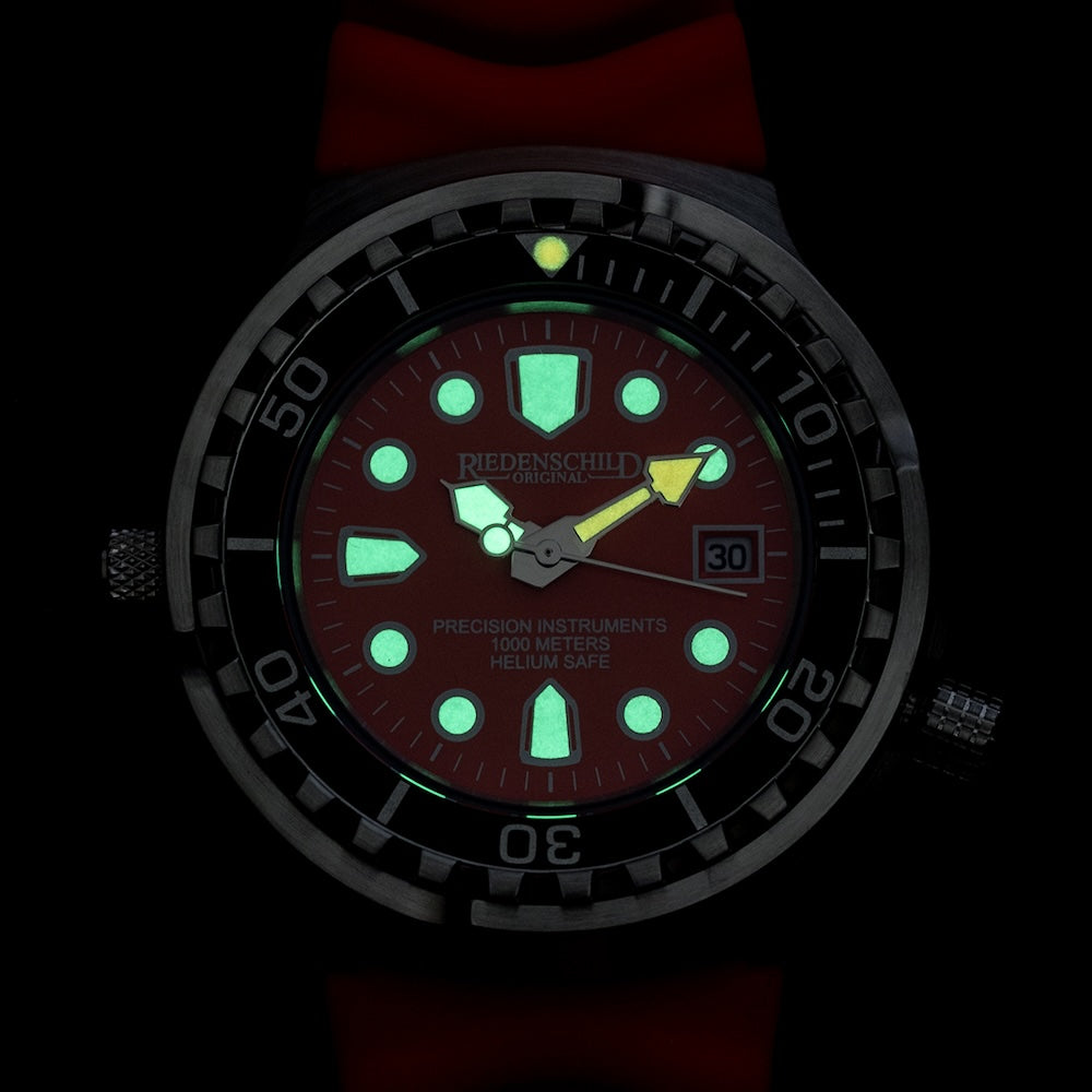 RIEDENSCHILD PRECISION INSRUMENTS GERMANY Divers Taucheruhr 1000m Helium Valve Watch Orange image 1