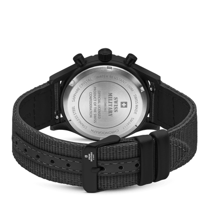 Swiss Military Field Chronograph Watch – Black PVD Canvas| SM34117.08 image 2