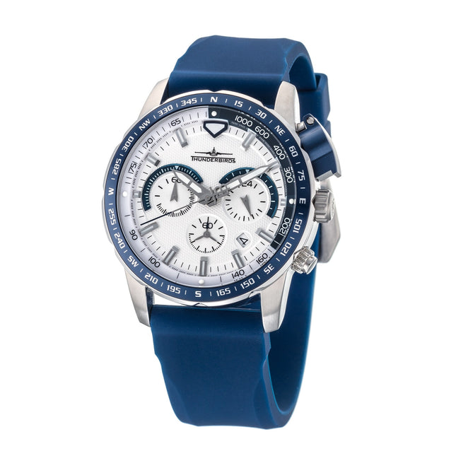 THUNDERBIRDS Aircraft Ejector Tachy Chronograph Silicone Strap Watch Blue image 0