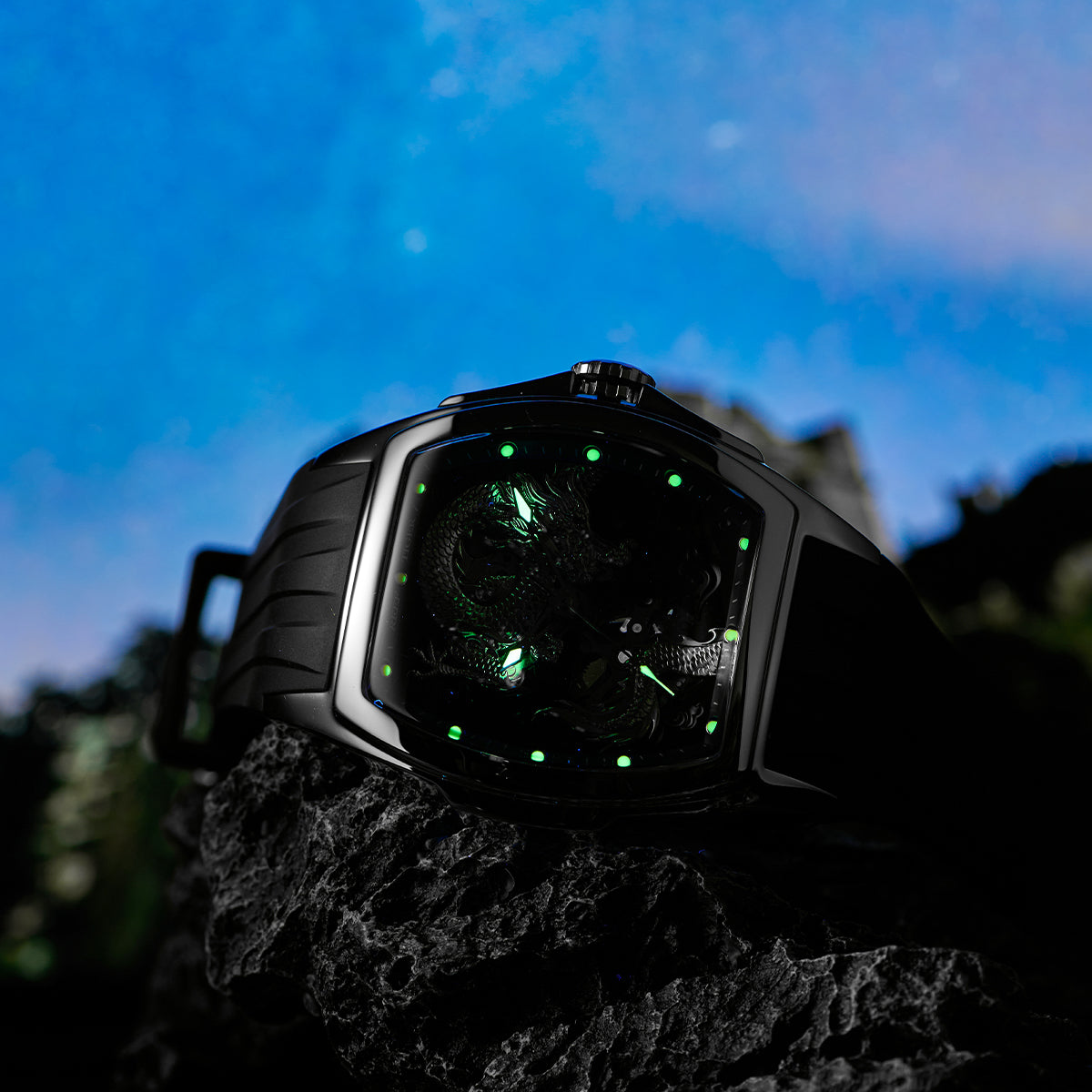 Reef Tiger Men's Aurora Chinese Dragon Skeleton Automatic Watch image 5