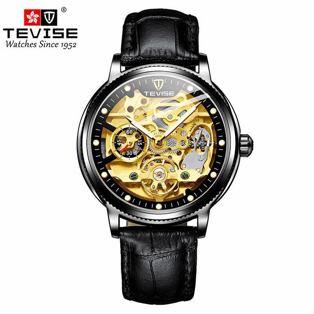 TEVISE Namura Skeleton Automatic Black/Gold Watch