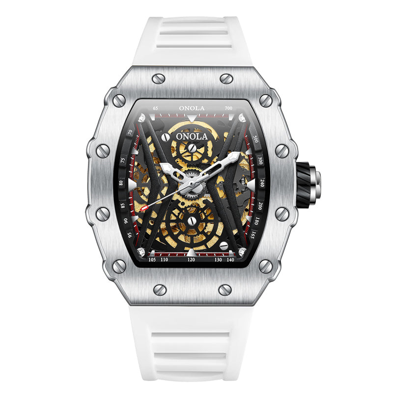 ONOLA Rhythm Automatic Mechanical Watch - Silver / White image