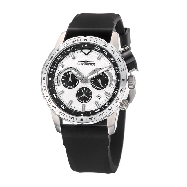 THUNDERBIRDS Aircraft Ejector Tachy Chronograph Silicone Strap Watch Panda image 0