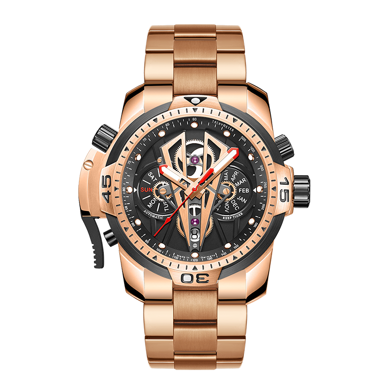 Best Affordable Reef Tiger Aurora Concept 2 Automatic Military Rose Gold Men's Watch - Steel image