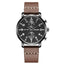 MEGIR Men's Dual Time Chronograph Date 42mm Ionic Black / Leather Watch