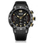 MEGIR Men's Racer I Chronograph Date 48mm Black / Gold Trim Silicone Strap Watch