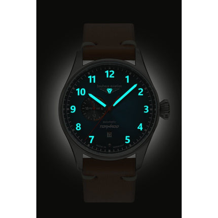 BAUHAUS AVIATION Men's Tornado Automatic 24-Hour Leather Strap Watch 27643 image 2