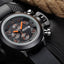 MEGIR Men's Submarine Chronograph Date 50mm Silicone Strap Watch Black/ Red