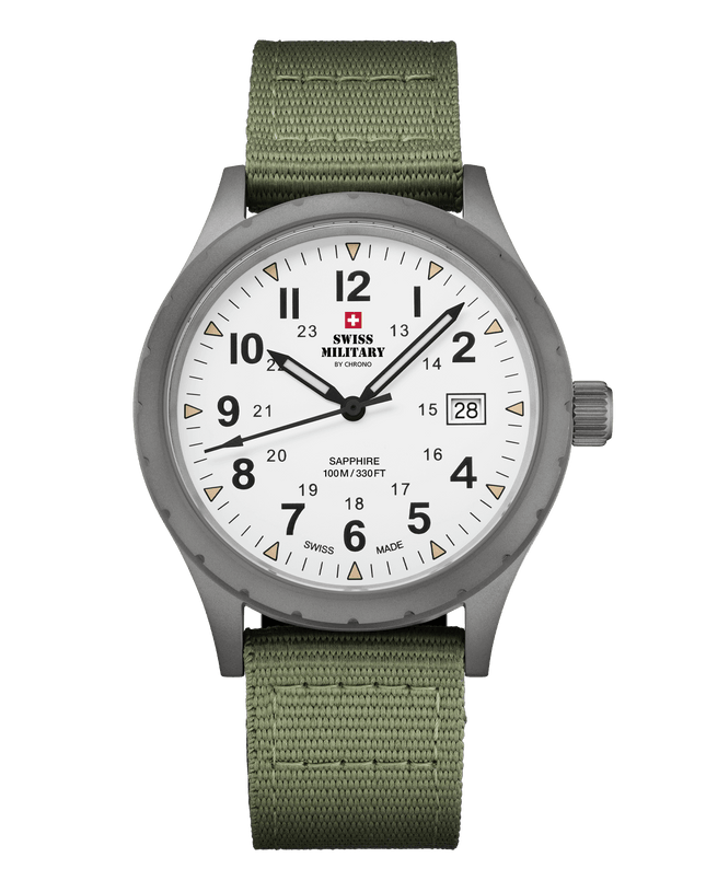Swiss Military SM34108.04 – Classic Army Style Watch White Canvas image 0