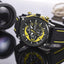 MEGIR Men's Racer Chronograph Date 45mm Black / Gold / Yellow Silicone Strap Watch