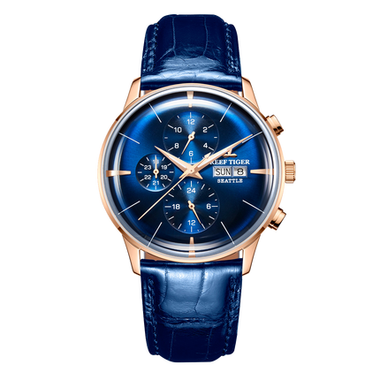 Reef Tiger Men's Seattle Chiefs Automatic Luxury Vintage Dress Chronograph Watch image 0