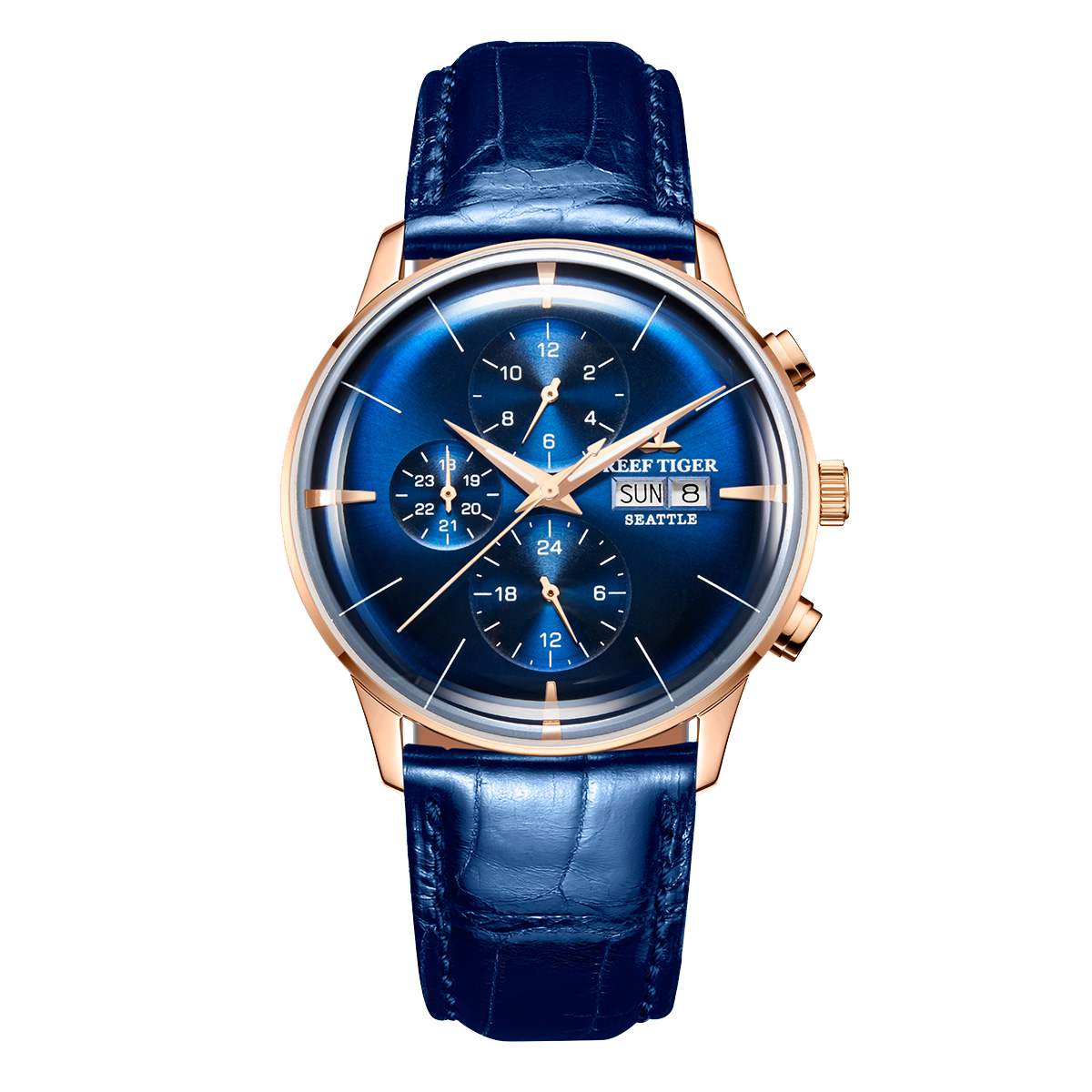 Reef Tiger Men's Seattle Chiefs Automatic Luxury Vintage Dress Chronograph Watch image 0