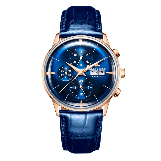 Reef Tiger Men's Seattle Chiefs Automatic Luxury Vintage Dress Chronograph Watch image 0